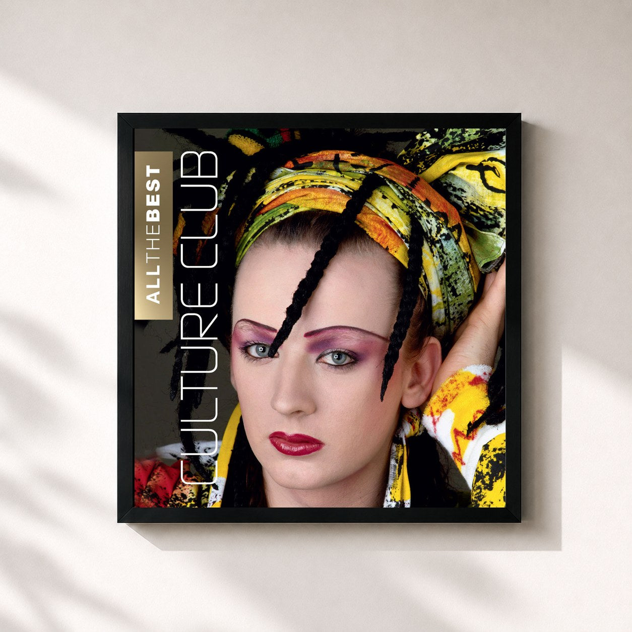 #noir Tableau carré de l'album All The Best de Culture Club, cadre noir 32x32 cm