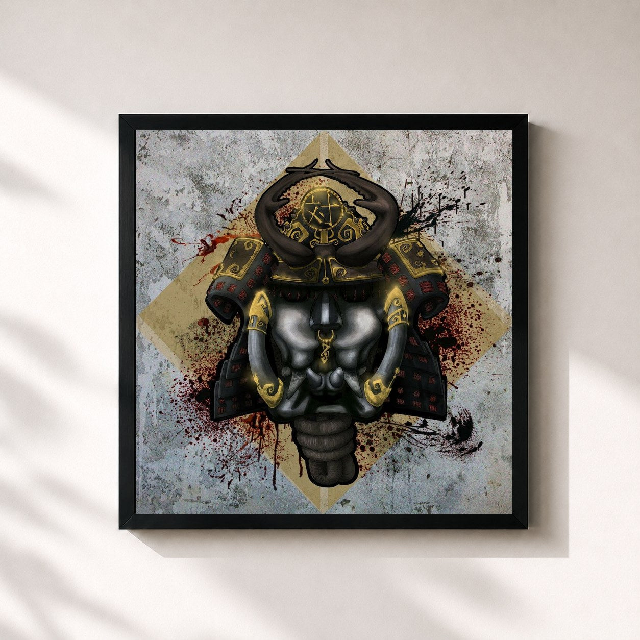 #noir Tableau carré de l'album Versus de Hard GZ, cadre noir 32x32 cm