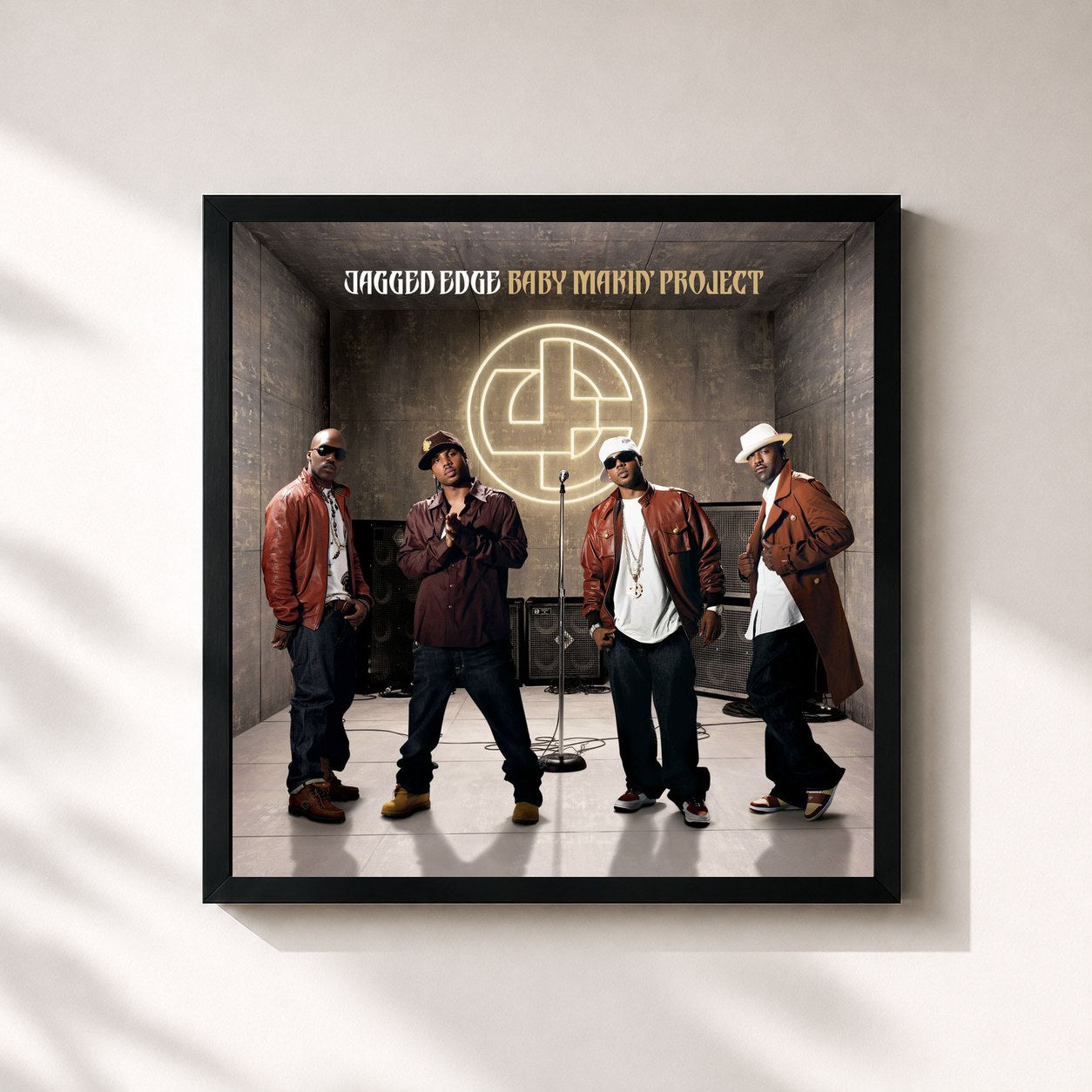 #noir Tableau carré de l'album Baby Makin' Project de Jagged Edge, cadre noir 32x32 cm