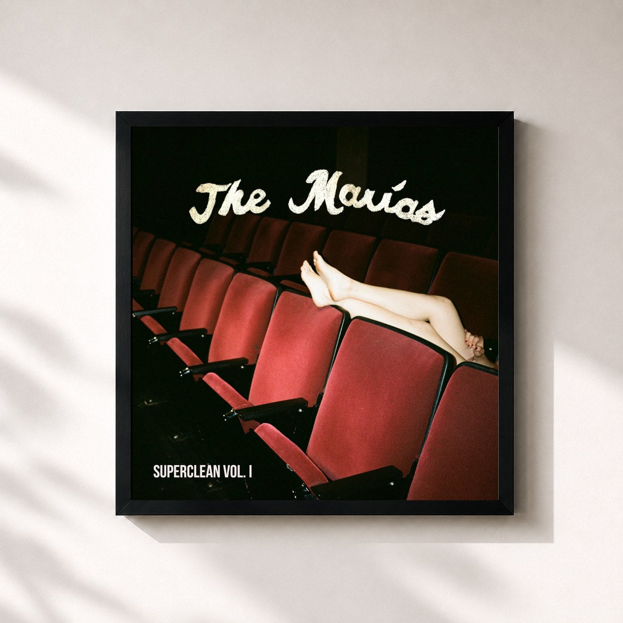 #noir Tableau carré de l'album Superclean, Vol. I de The Marías, cadre noir 32x32 cm