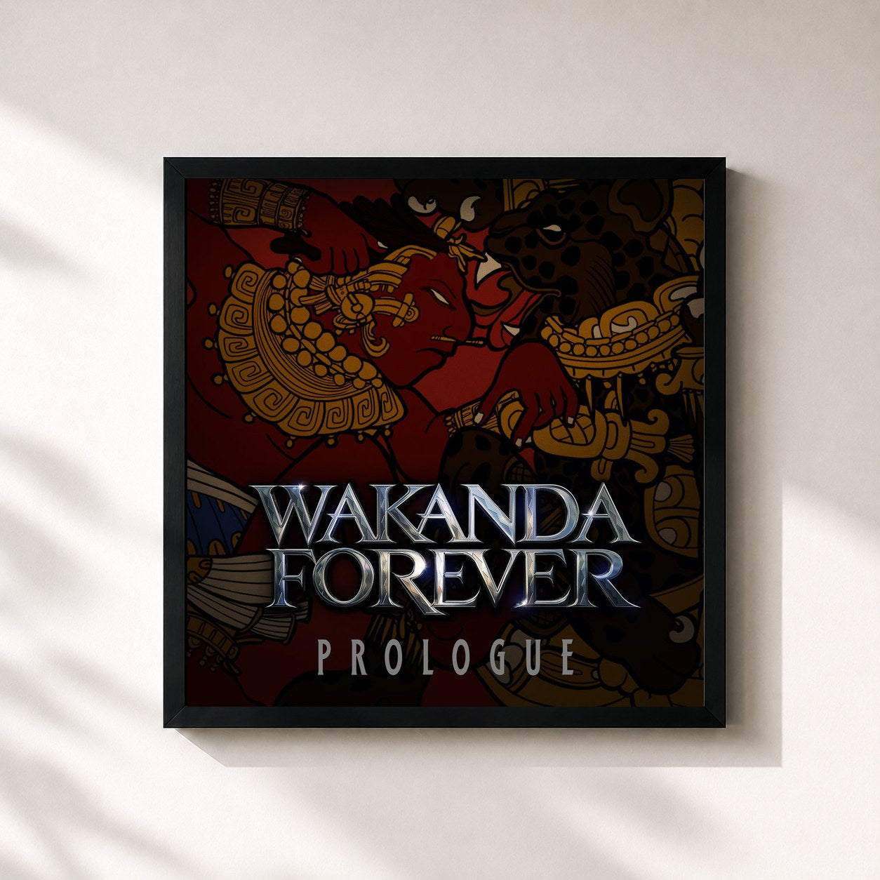 #noir Tableau carré de l'album Black Panther: Wakanda Forever Prologue de amaarae, cadre noir 32x32 cm