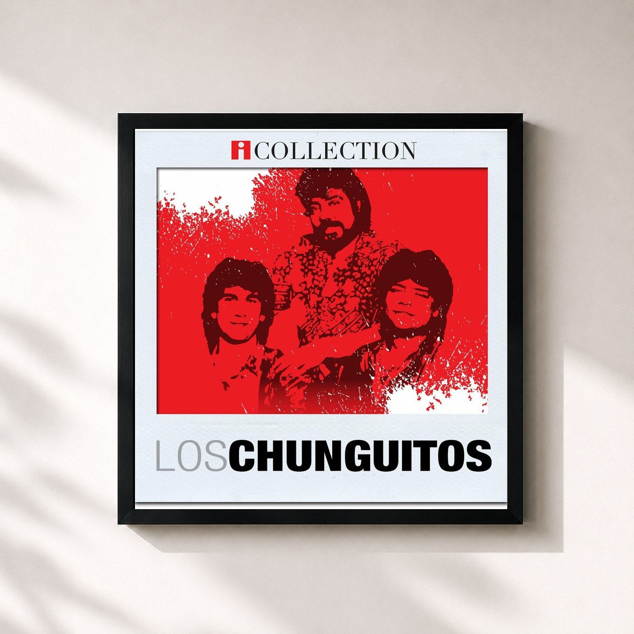 #noir Tableau carré de l'album iCollection de Los Chunguitos, cadre noir 32x32 cm