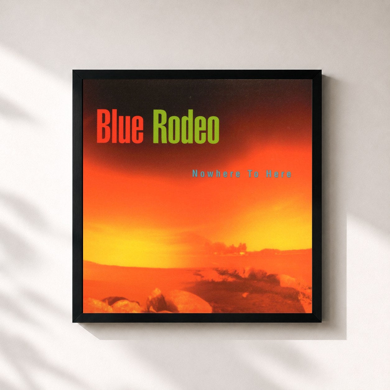 #noir Tableau carré de l'album Nowhere to Here de Blue Rodeo, cadre noir 32x32 cm