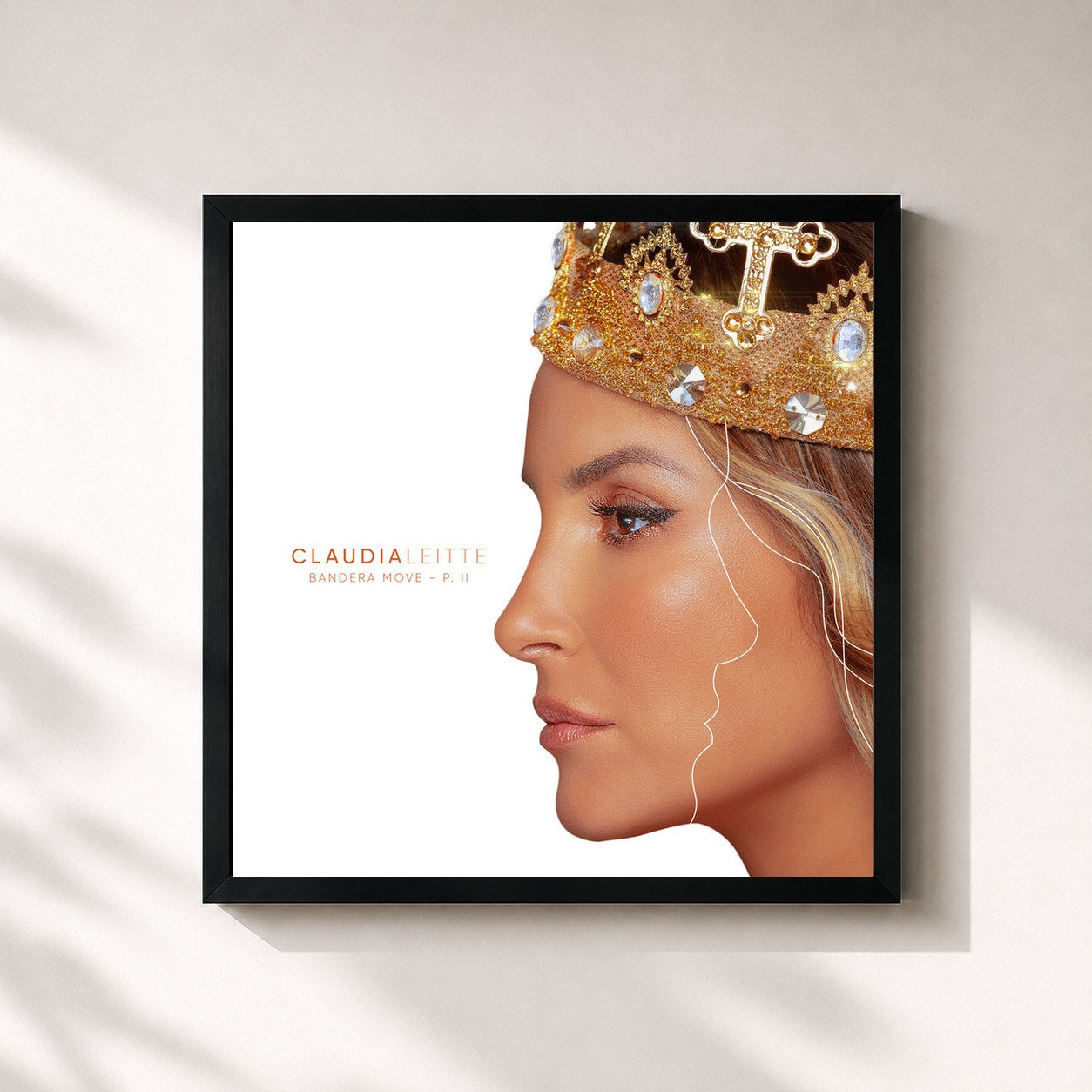 #noir Tableau carré de l'album Bandera Move, Pt. II de Claudia Leitte, cadre noir 32x32 cm