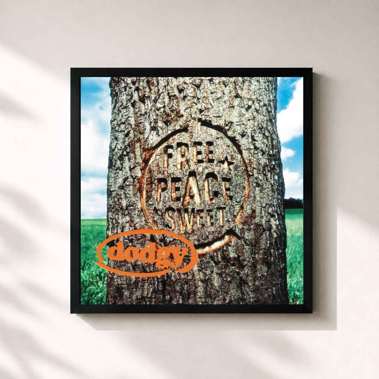 #noir Tableau carré de l'album Free Peace Sweet de Dodgy, cadre noir 32x32 cm