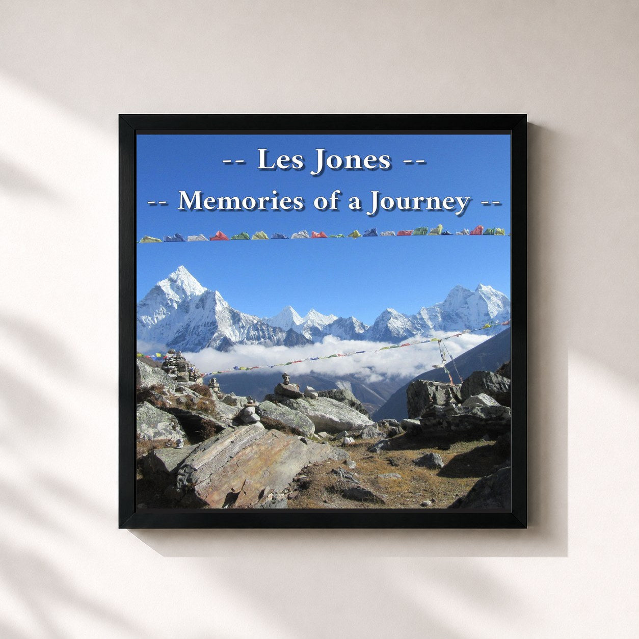 #noir Tableau carré de l'album Memories of a Journey de Les Jones, cadre noir 32x32 cm