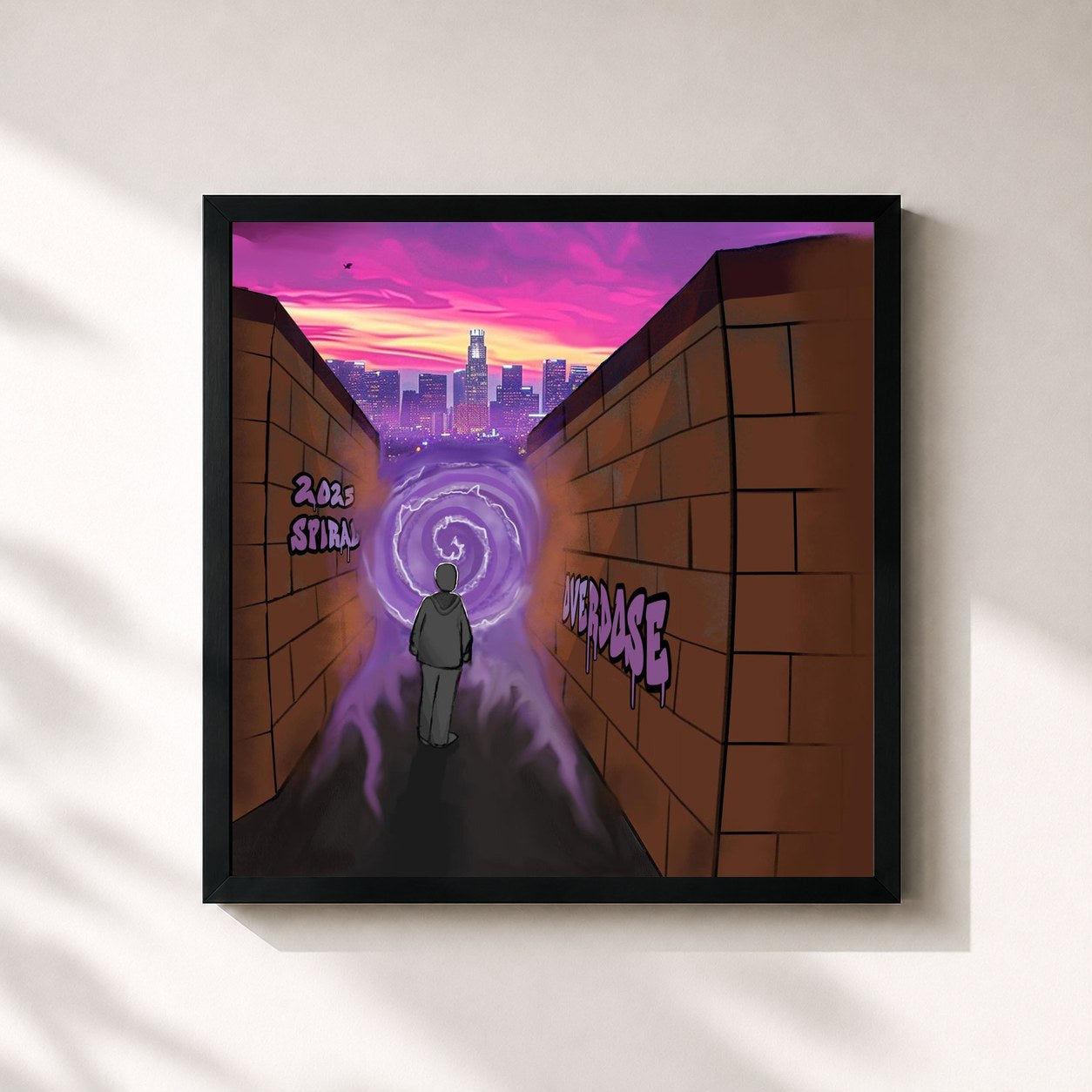 #noir Tableau carré de l'album SPİRAL de Overdose, cadre noir 32x32 cm