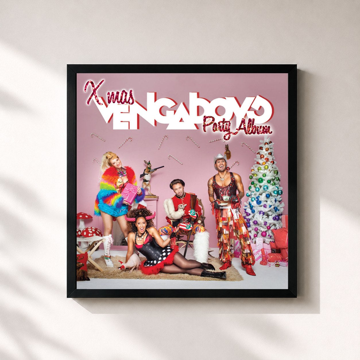 #noir Tableau carré de l'album Xmas Party Album! de Vengaboys, cadre noir 32x32 cm