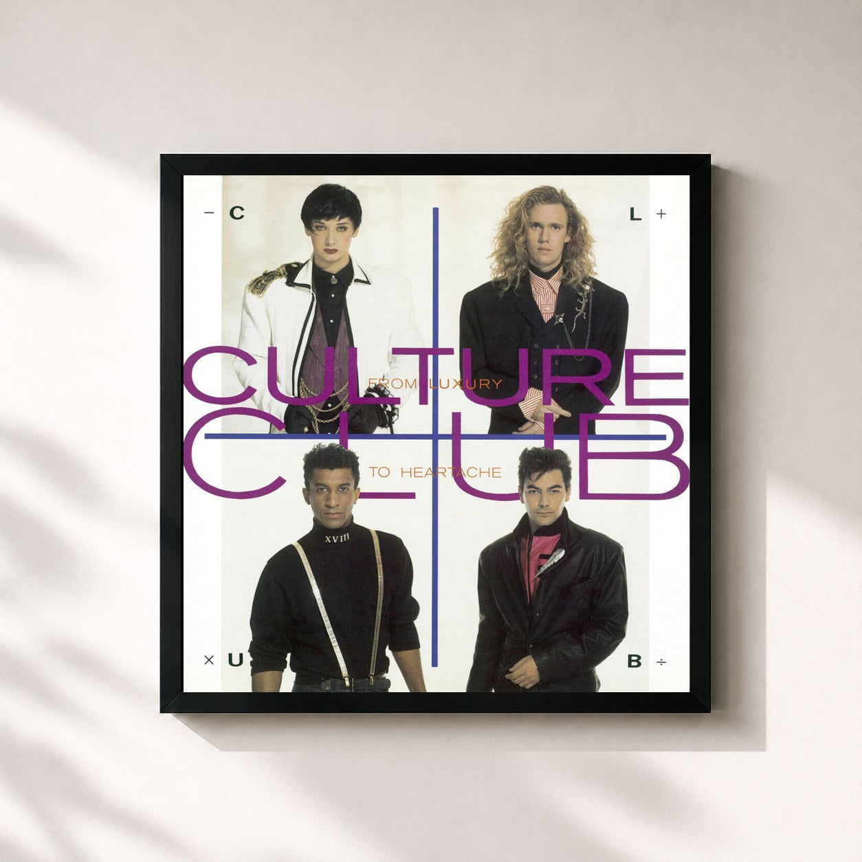 #noir Tableau carré de l'album From Luxury To Heartache de Culture Club, cadre noir 32x32 cm