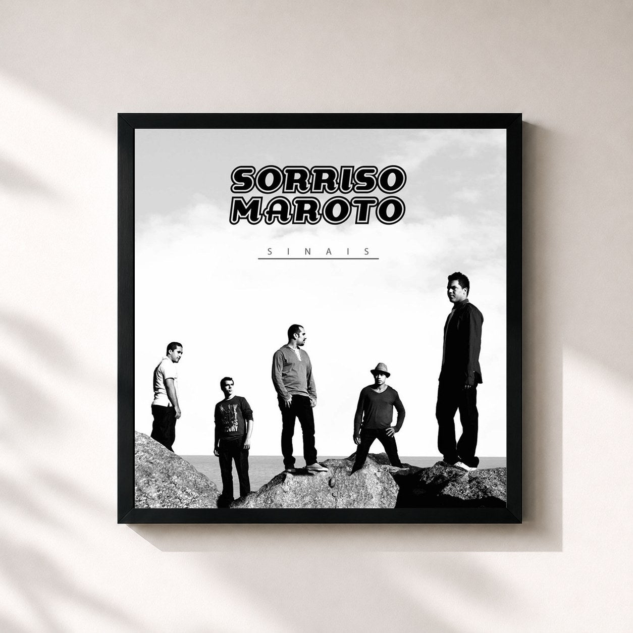 #noir Tableau carré de l'album Sinais de Sorriso Maroto, cadre noir 32x32 cm