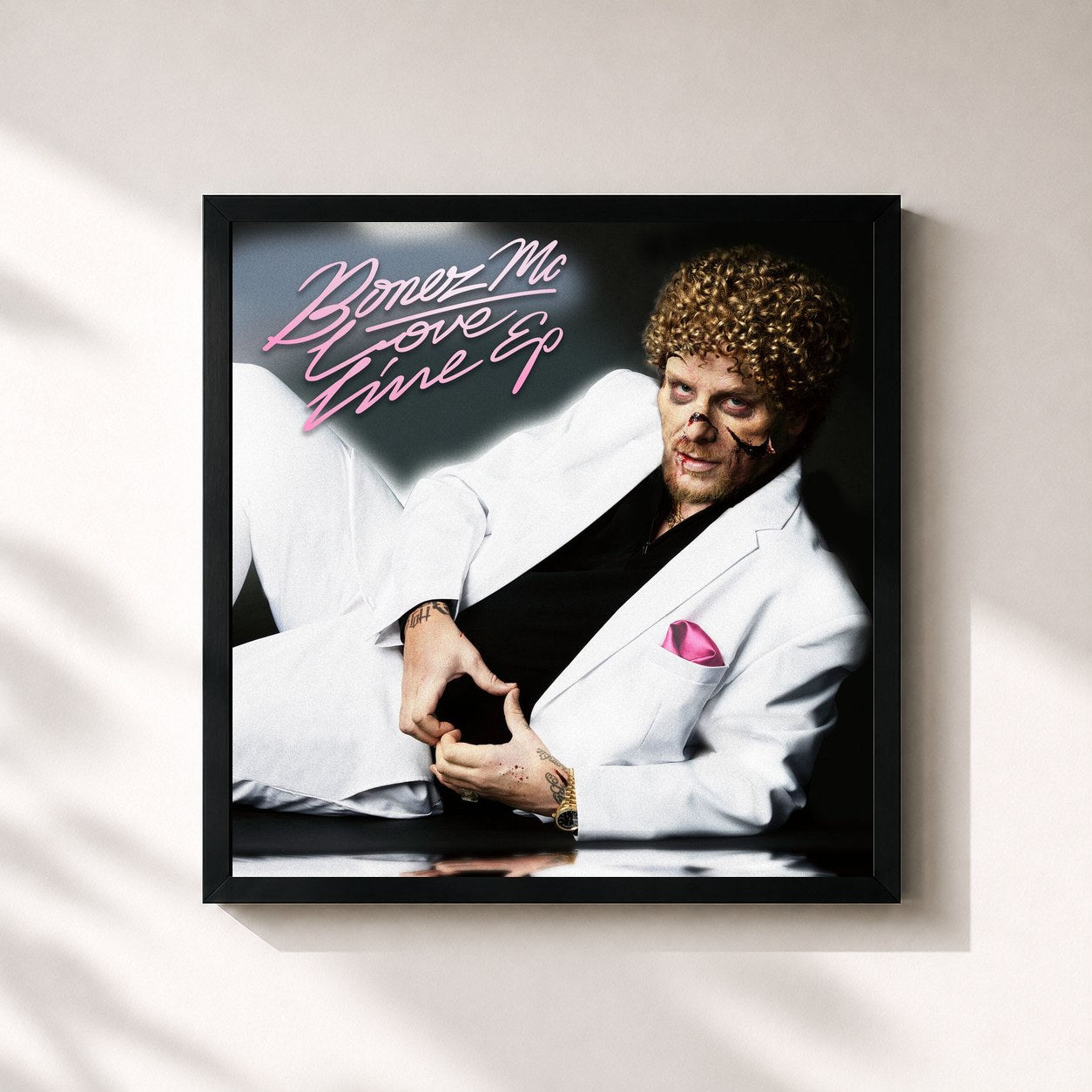 #noir Tableau carré de l'album LOVELINE EP ? de Bonez MC, cadre noir 32x32 cm