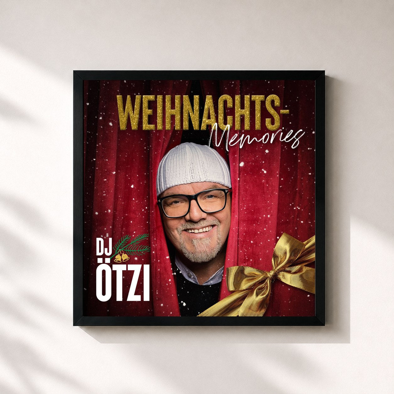 #noir Tableau carré de l'album Weihnachts-Memories de DJ Ötzi, cadre noir 32x32 cm