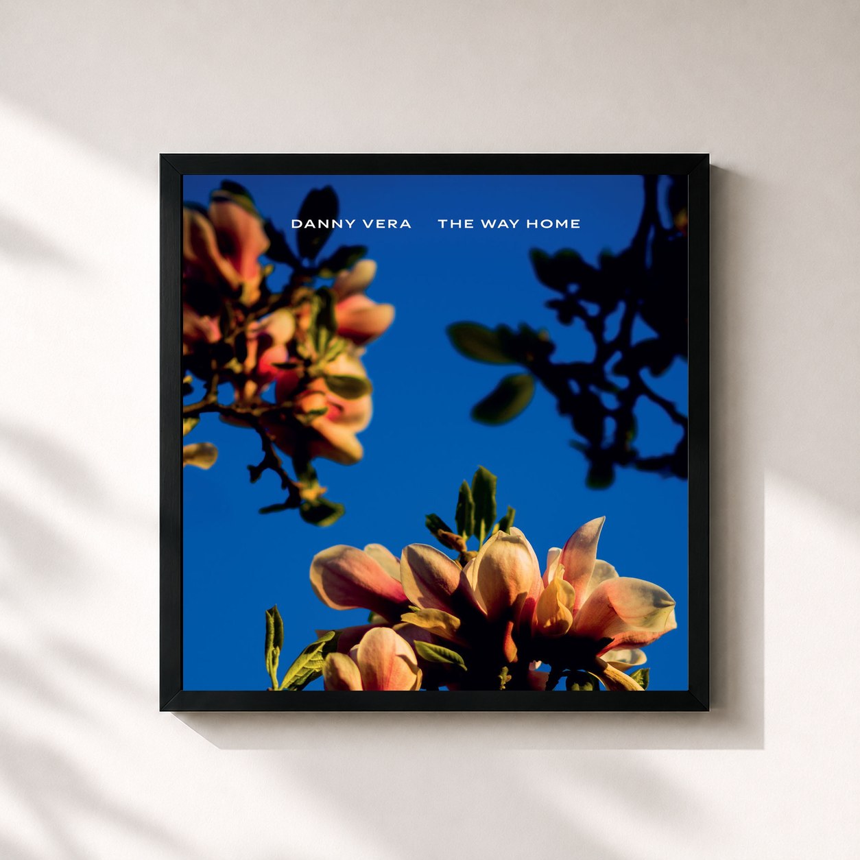 #noir Tableau carré de l'album The Way Home de Danny Vera, cadre noir 32x32 cm