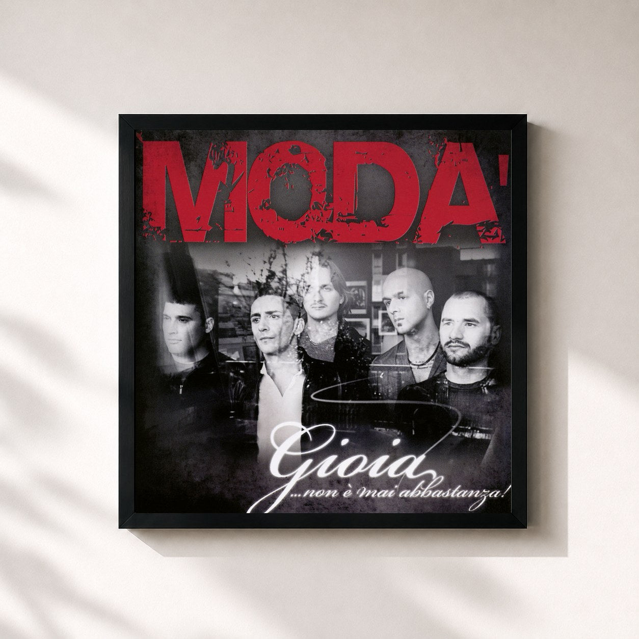 #noir Tableau carré de l'album Gioia...non è mai abbastanza! de Modà, cadre noir 32x32 cm