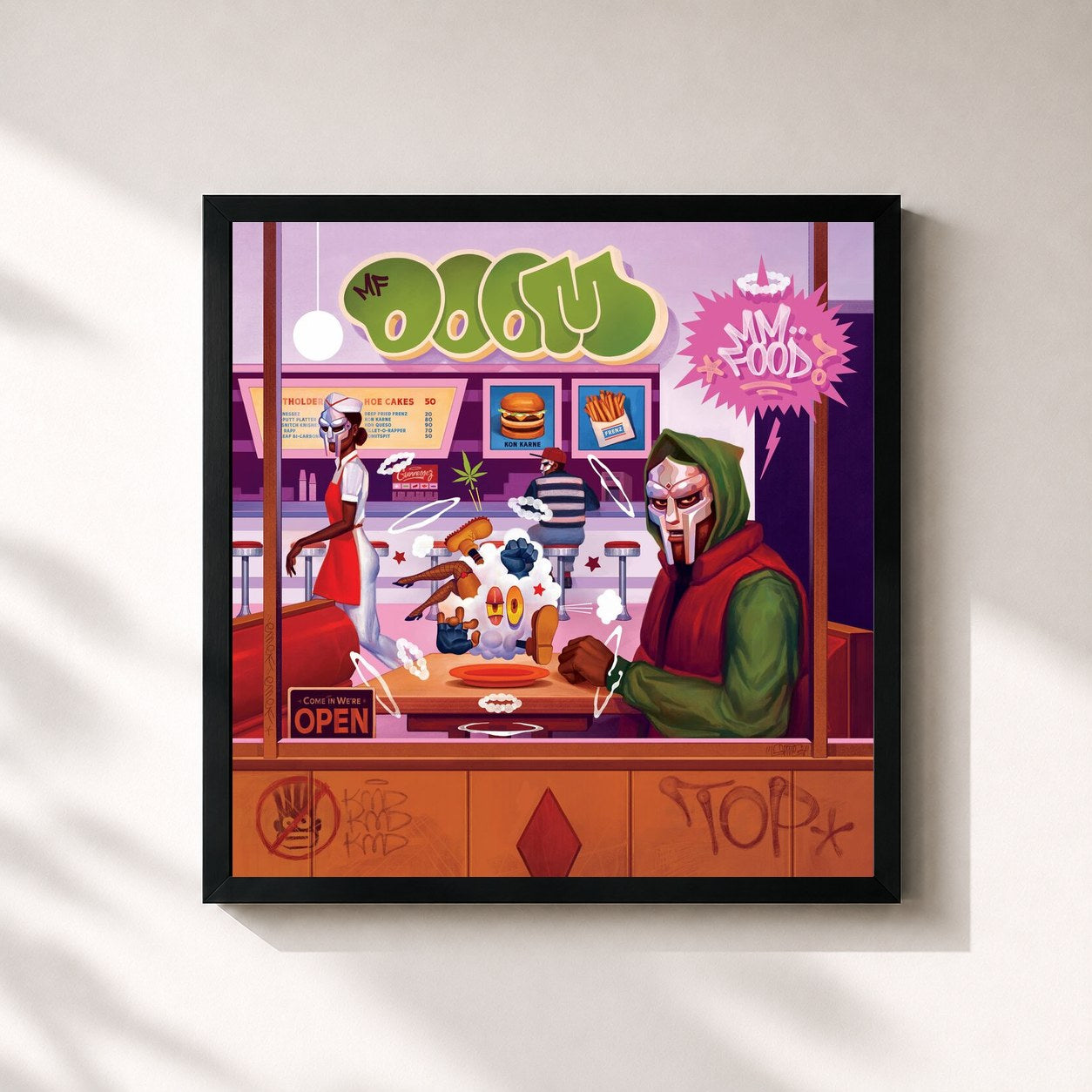 #noir Tableau carré de l'album MM..FOOD (20th Anniversary Edition) de MF DOOM, cadre noir 32x32 cm