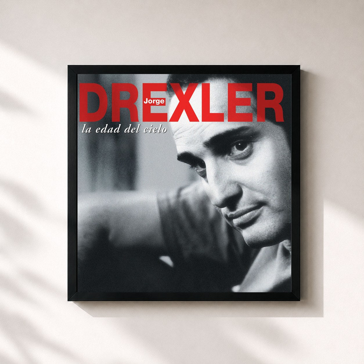 #noir Tableau carré de l'album La Edad Del Cielo de Jorge Drexler, cadre noir 32x32 cm