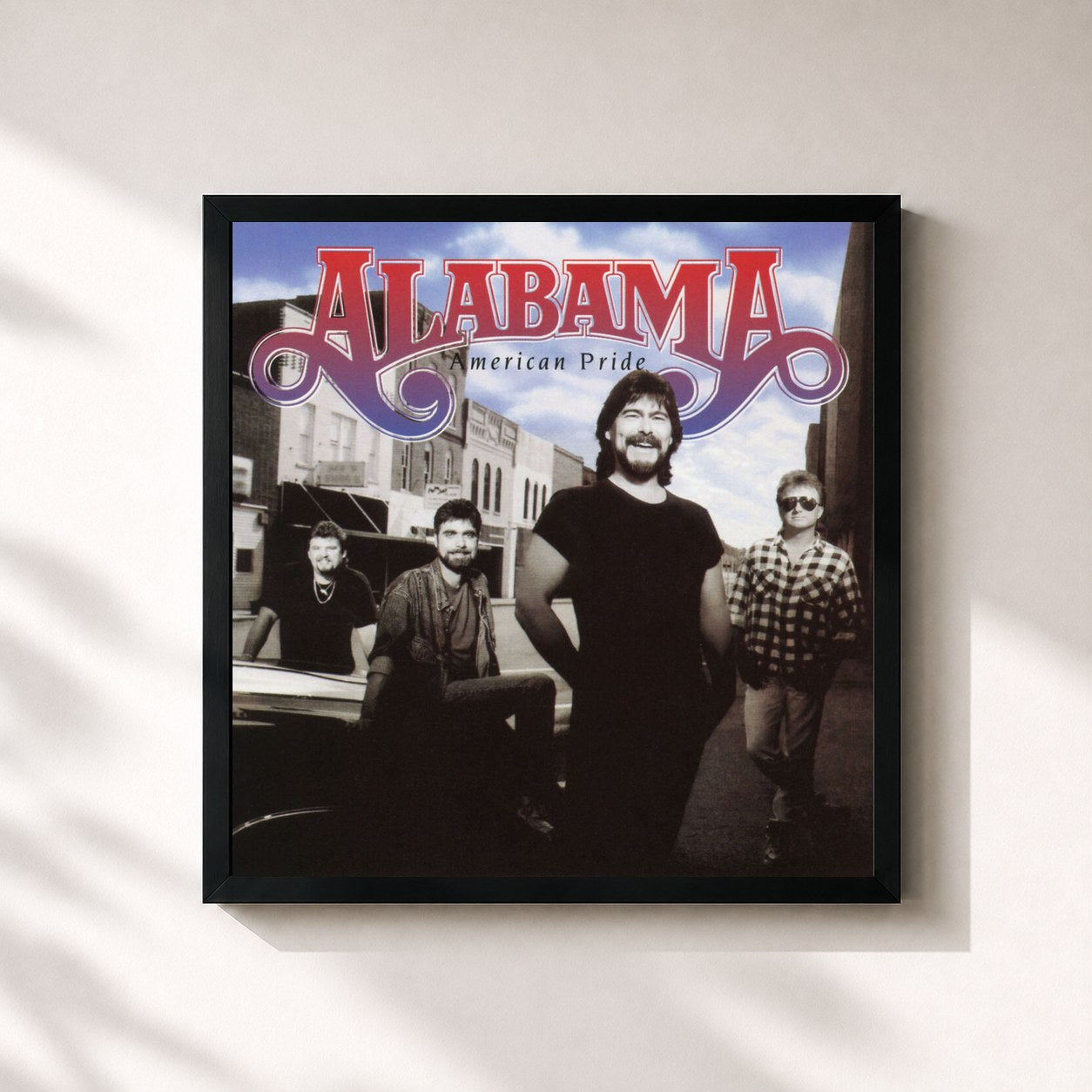 #noir Tableau carré de l'album American Pride de Alabama, cadre noir 32x32 cm