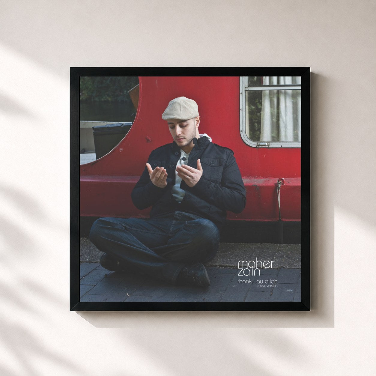 #noir Tableau carré de l'album Thank You Allah de Maher Zain, cadre noir 32x32 cm