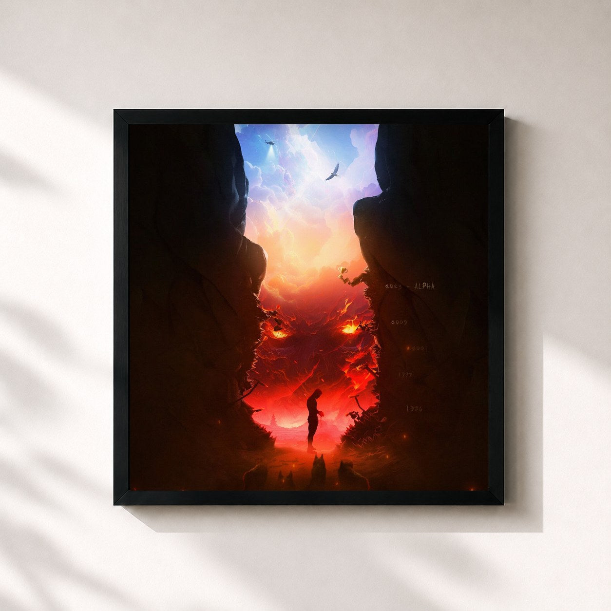 #noir Tableau carré de l'album ALPHA de Noizy, cadre noir 32x32 cm