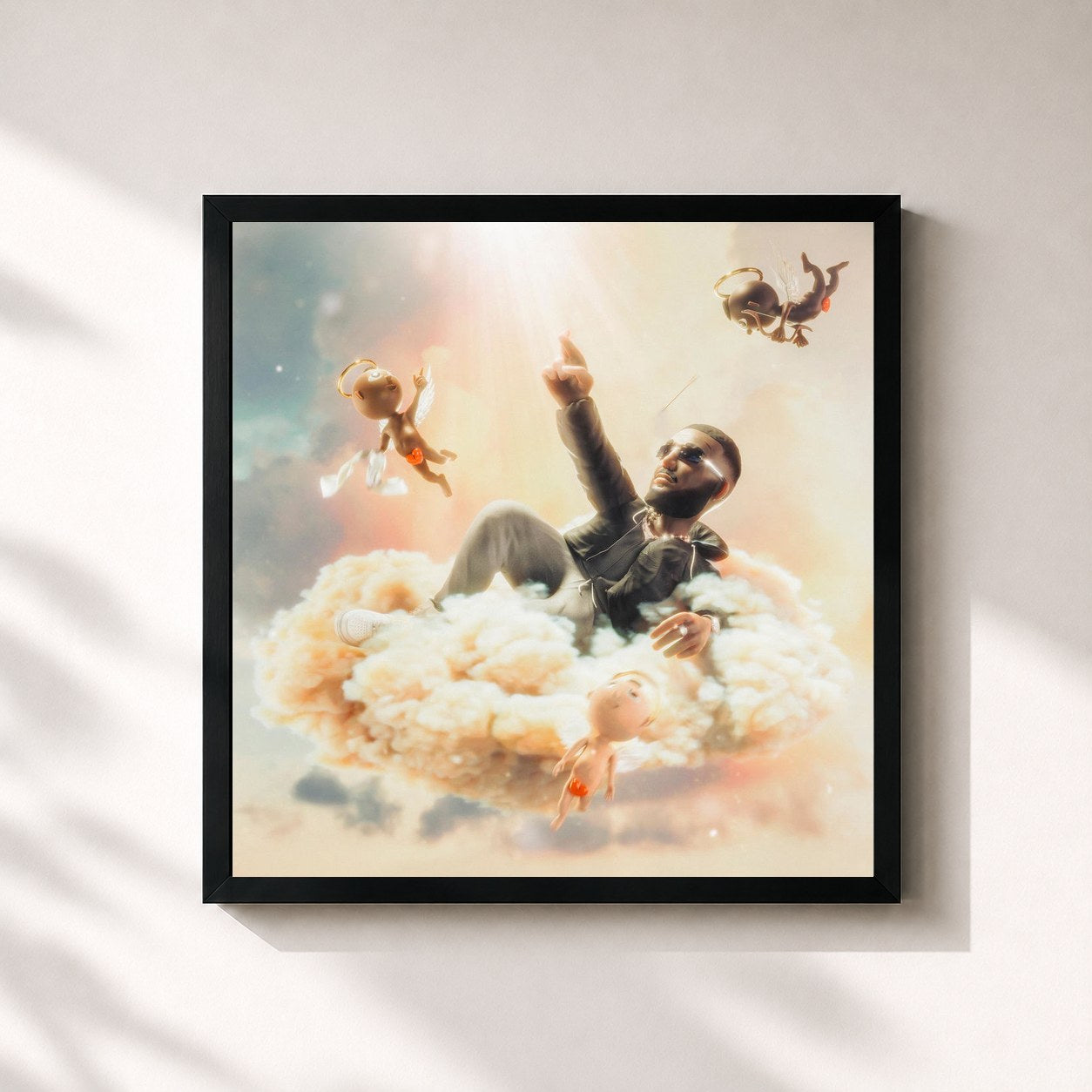 #noir Tableau carré de l'album LOYALTY OVER LOVE de reezy, cadre noir 32x32 cm