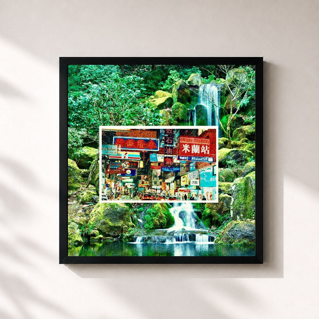 #noir Tableau carré de l'album Bipolar de Yot Club, cadre noir 32x32 cm