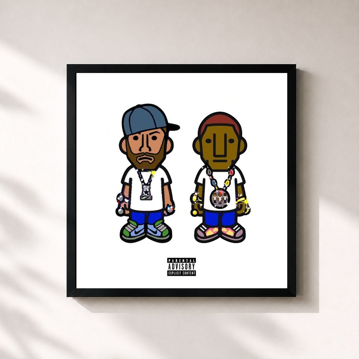 #noir Tableau carré de l'album The Prequel de Dj Drama, cadre noir 32x32 cm