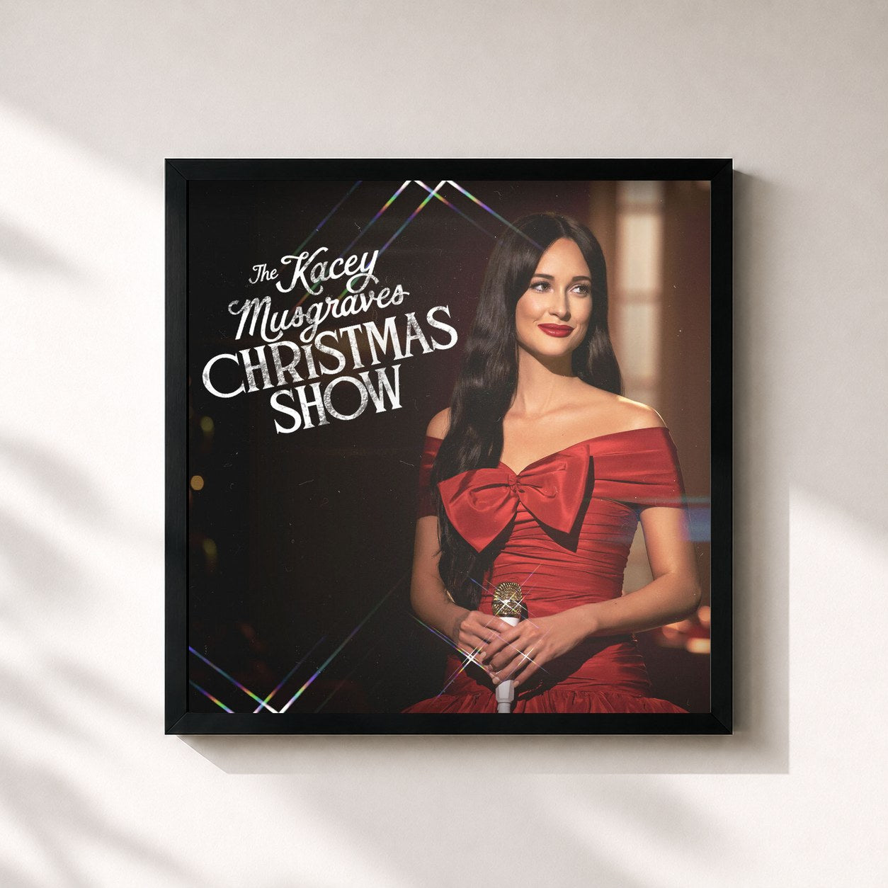 #noir Tableau carré de l'album The Kacey Musgraves Christmas Show de Kacey Musgraves, cadre noir 32x32 cm