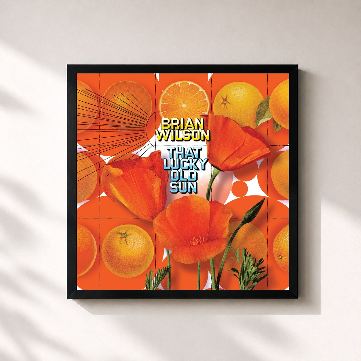#noir Tableau carré de l'album That Lucky Old Sun de Brian Wilson, cadre noir 32x32 cm