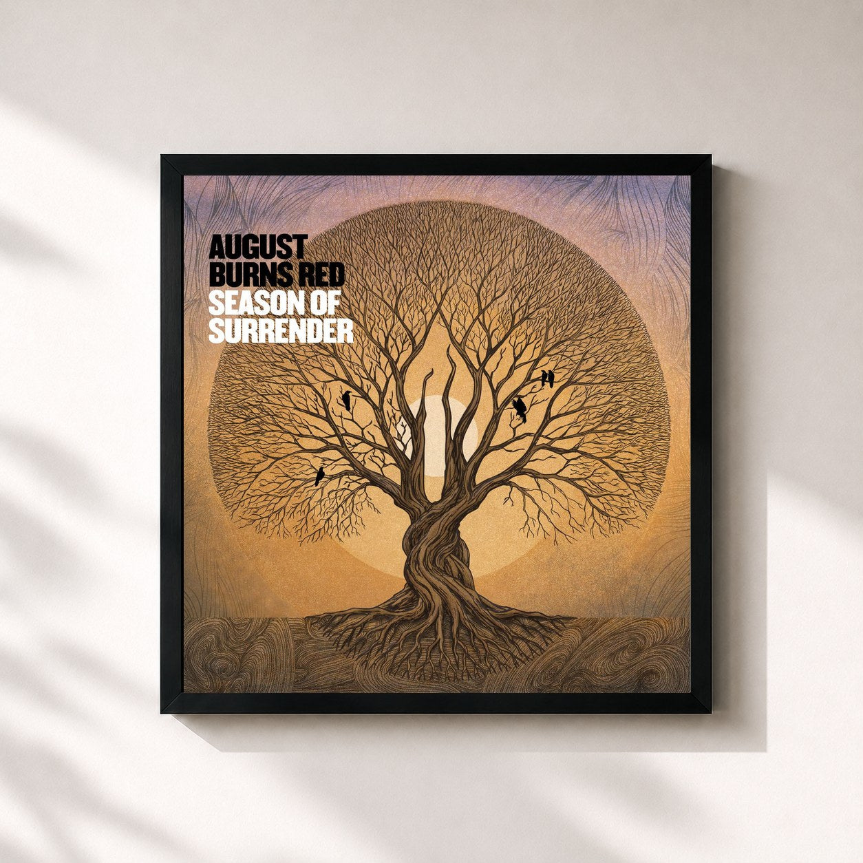 #noir Tableau carré de l'album Season of Surrender de August Burns Red, cadre noir 32x32 cm