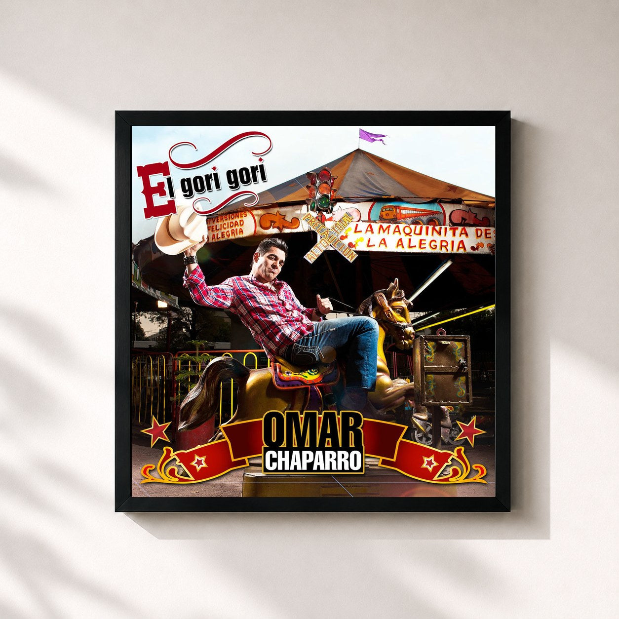 #noir Tableau carré de l'album El Gori Gori de Omar Chaparro, cadre noir 32x32 cm