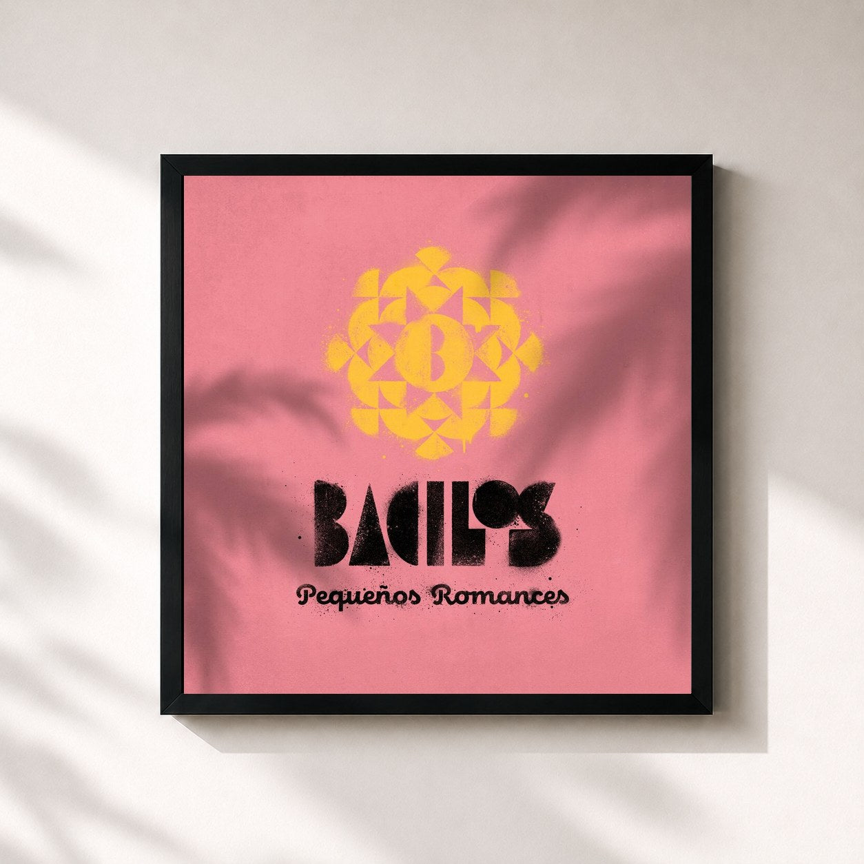 #noir Tableau carré de l'album Pequeños Romances de Bacilos, cadre noir 32x32 cm