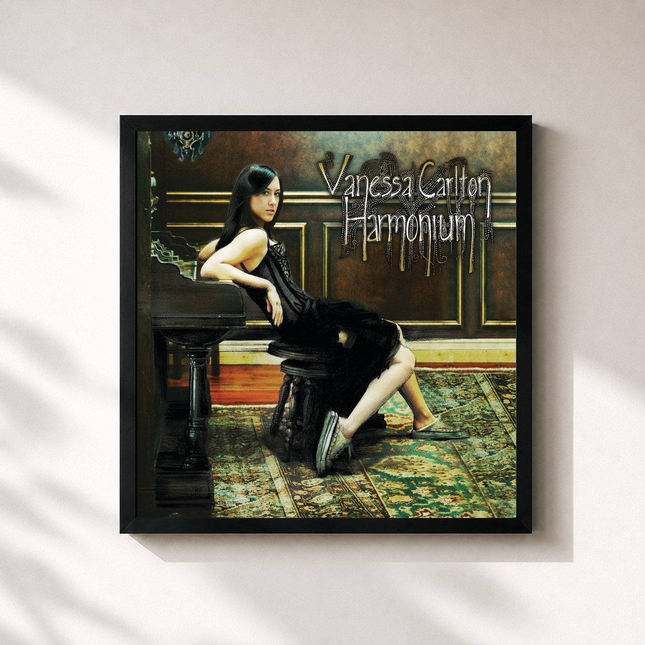 #noir Tableau carré de l'album Harmonium de Vanessa Carlton, cadre noir 32x32 cm