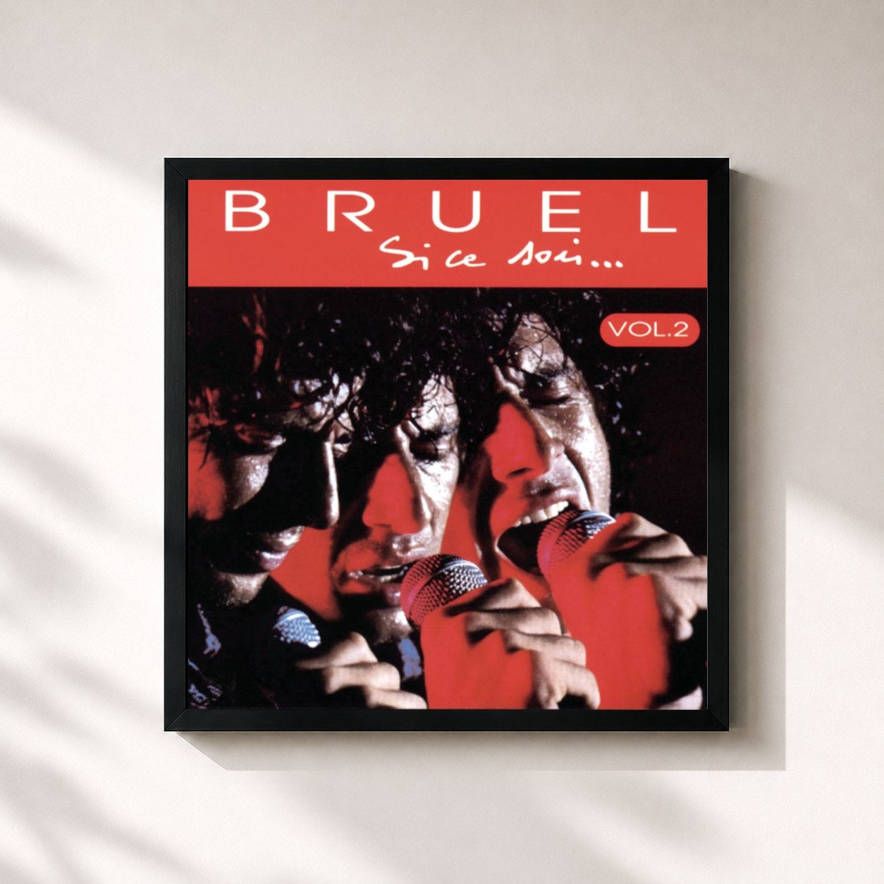 #noir Tableau carré de l'album Si ce soir, Vol. 2 de Patrick Bruel, cadre noir 32x32 cm