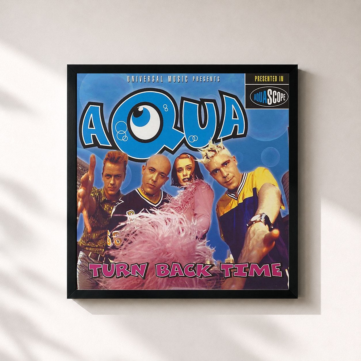 #noir Tableau carré de l'album Turn Back Time de Aqua, cadre noir 32x32 cm