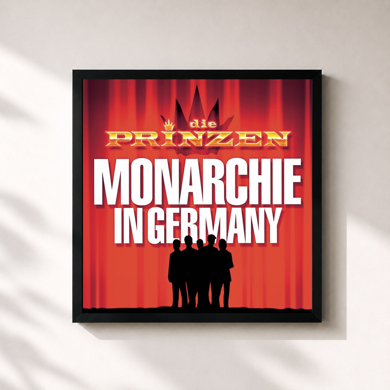 #noir Tableau carré de l'album Monarchie in Germany de Die Prinzen, cadre noir 32x32 cm