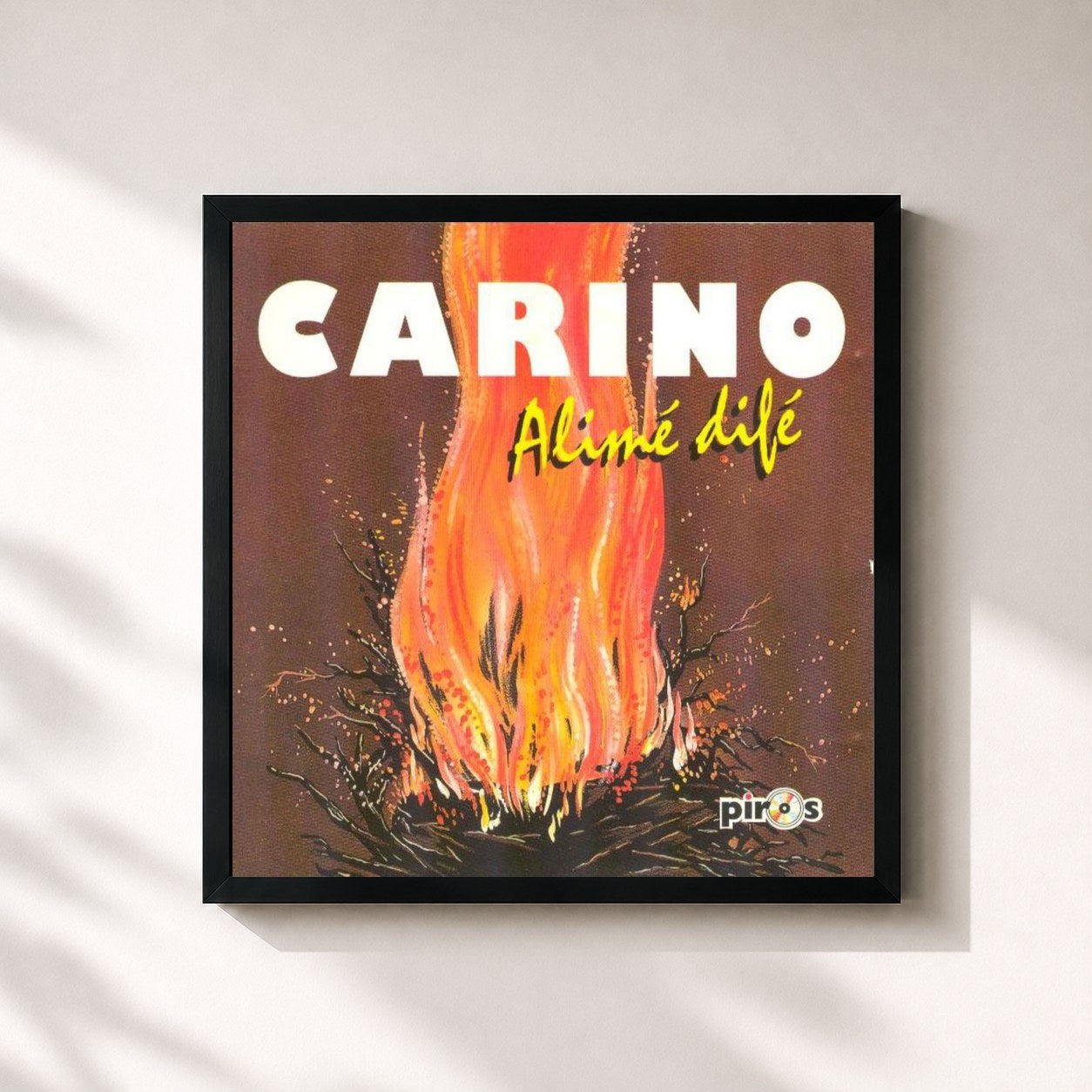 #noir Tableau carré de l'album Alimé difé (Ile Maurice) de Carino, cadre noir 32x32 cm