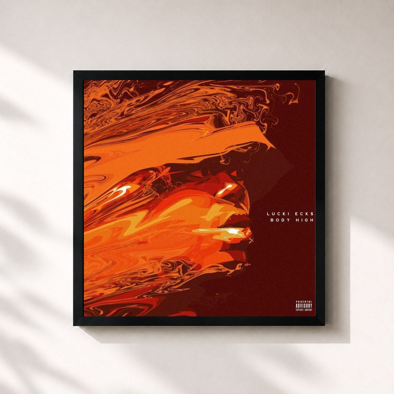 #noir Tableau carré de l'album Body High de Lucki, cadre noir 32x32 cm