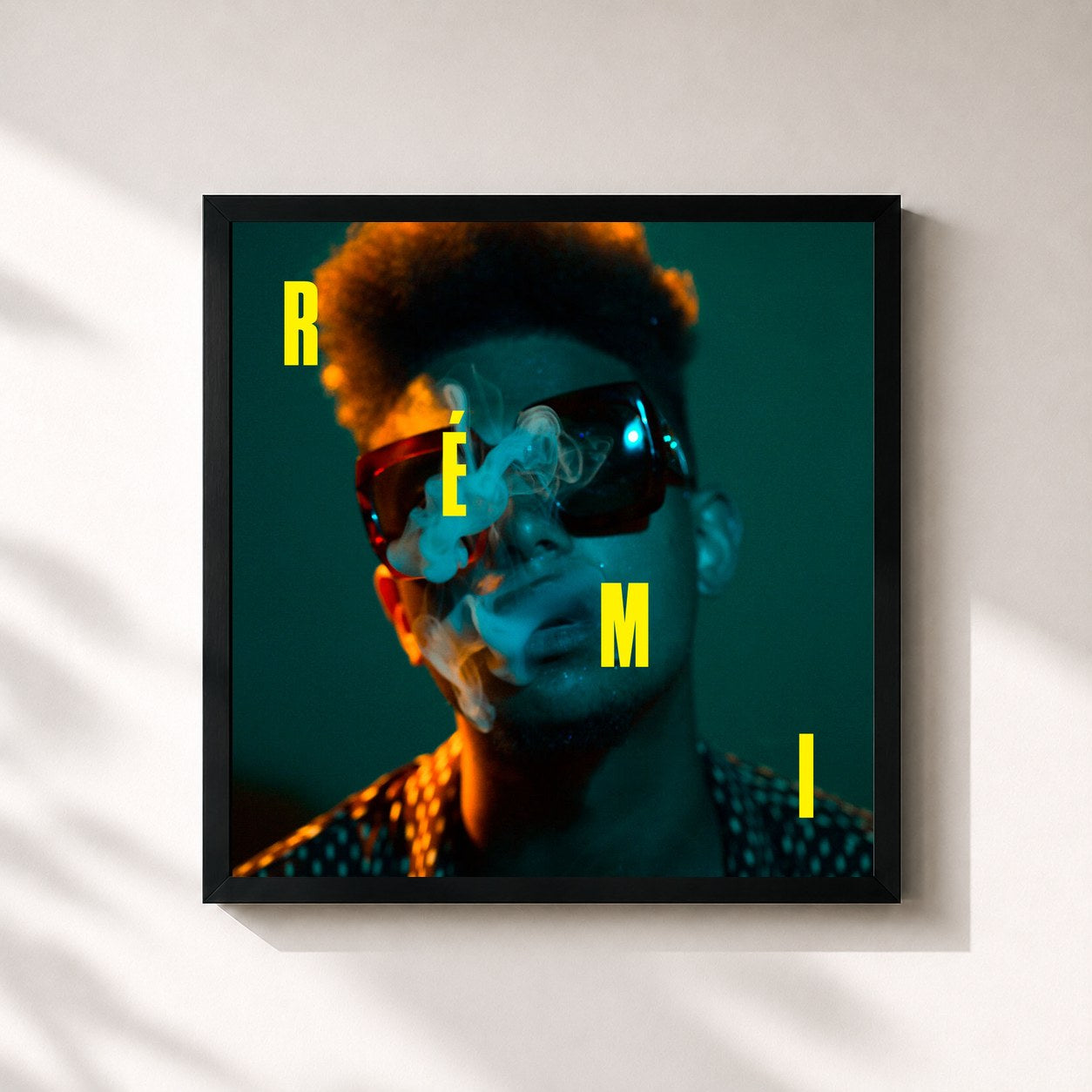 #noir Tableau carré de l'album Rémi de Ronnie Flex, cadre noir 32x32 cm