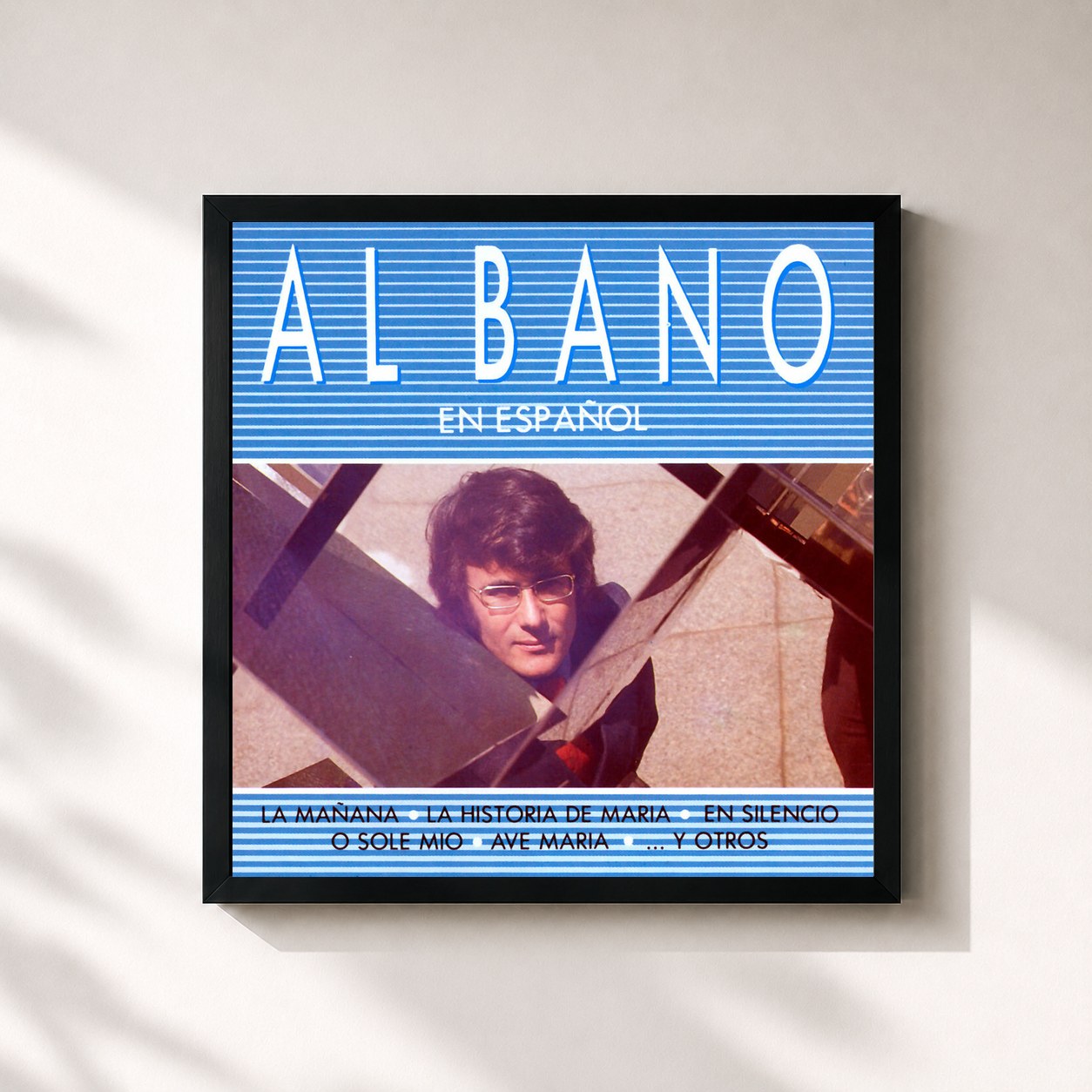 #noir Tableau carré de l'album Al Bano En Español de Al Bano, cadre noir 32x32 cm