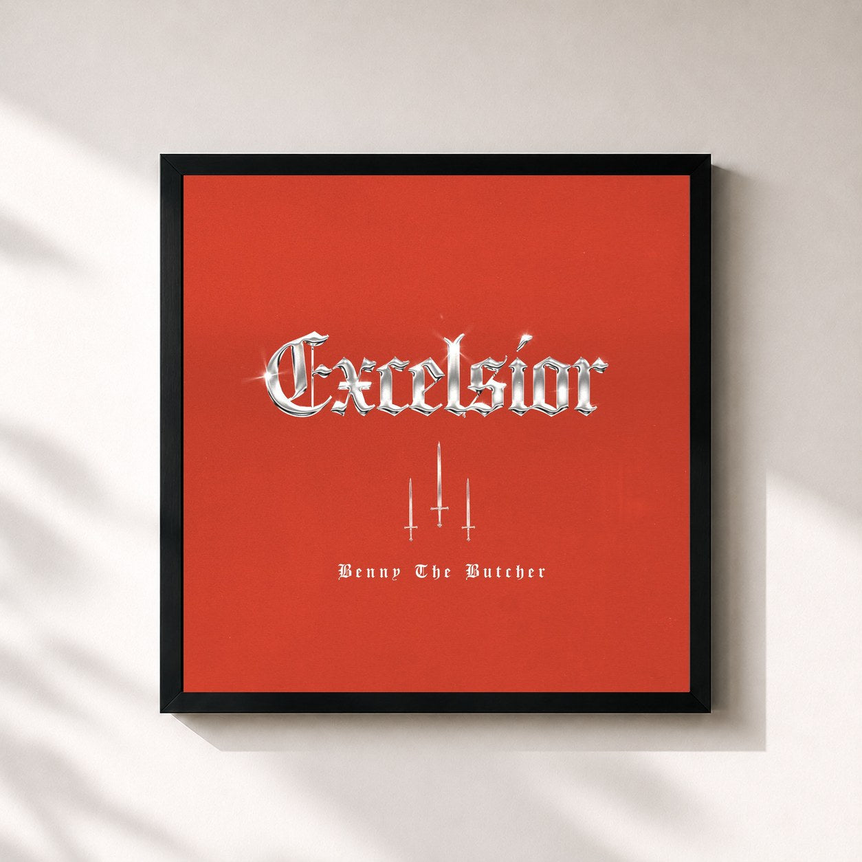 #noir Tableau carré de l'album Excelsior de Benny The Butcher, cadre noir 32x32 cm