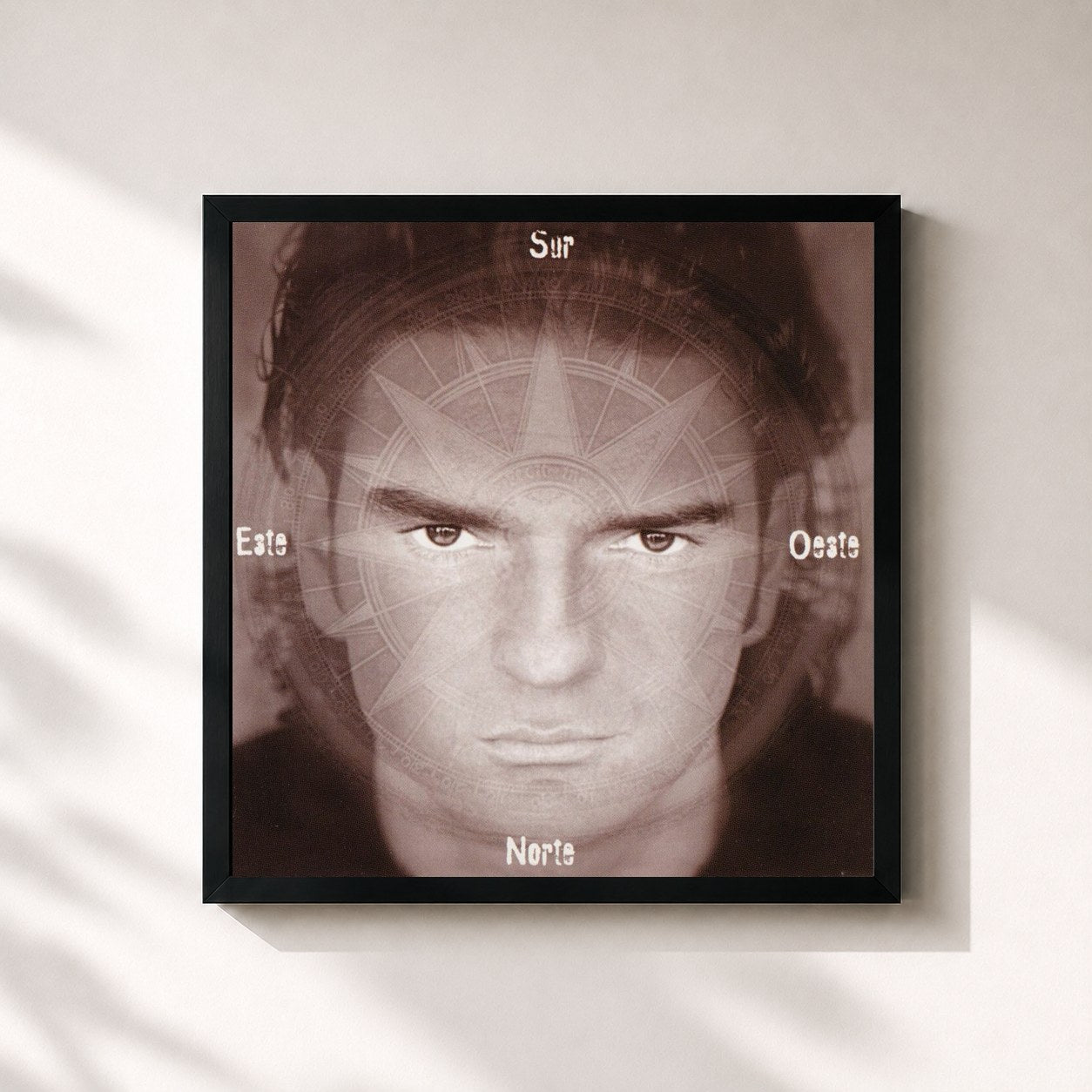#noir Tableau carré de l'album Si El Norte Fuera El Sur de Ricardo Arjona, cadre noir 32x32 cm