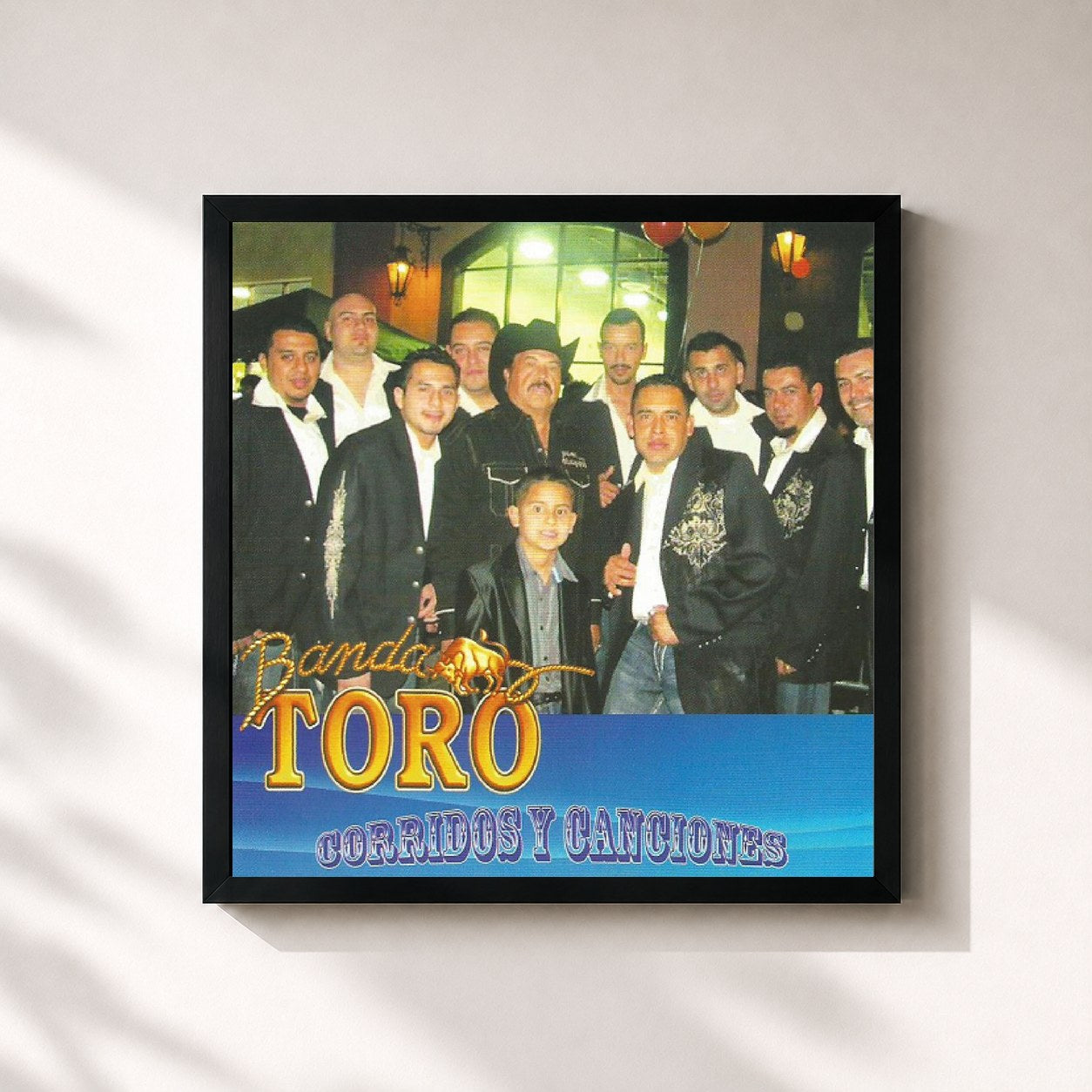 #noir Tableau carré de l'album Corridos Y Canciones de Banda Toro, cadre noir 32x32 cm