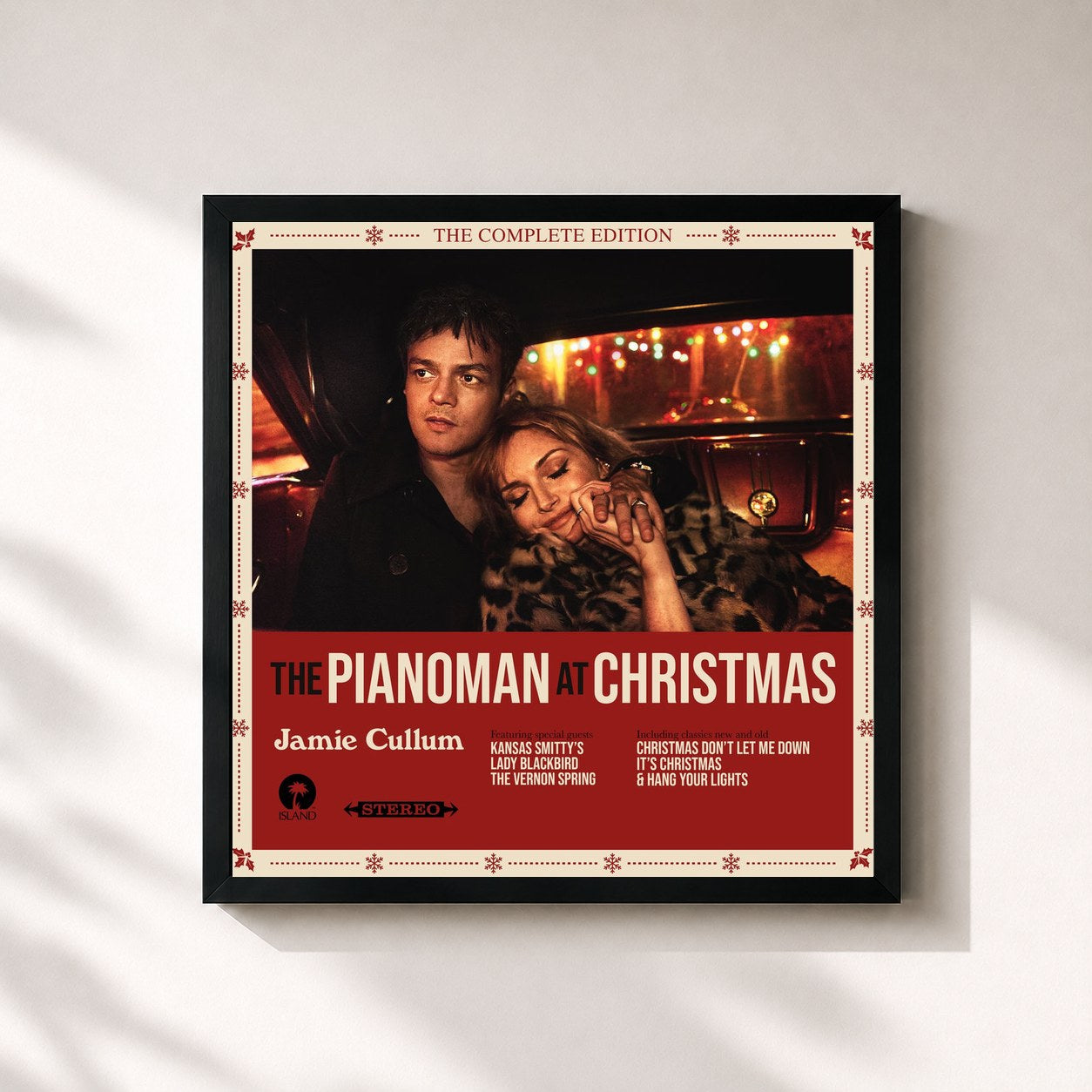 #noir Tableau carré de l'album The Pianoman at Christmas (The Complete Edition) de Jamie Cullum, cadre noir 32x32 cm