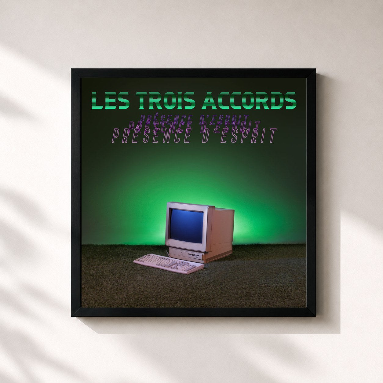 #noir Tableau carré de l'album Présence d'esprit de Les Trois Accords, cadre noir 32x32 cm