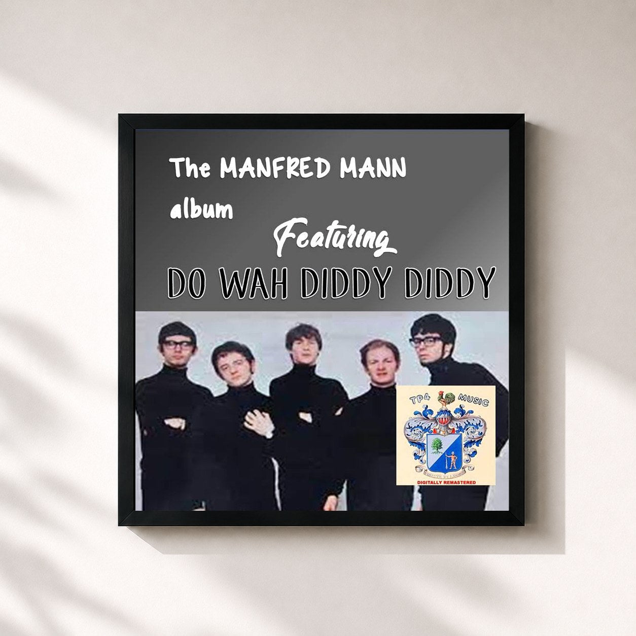 #noir Tableau carré de l'album The Manfred Mann Album de Manfred Mann, cadre noir 32x32 cm