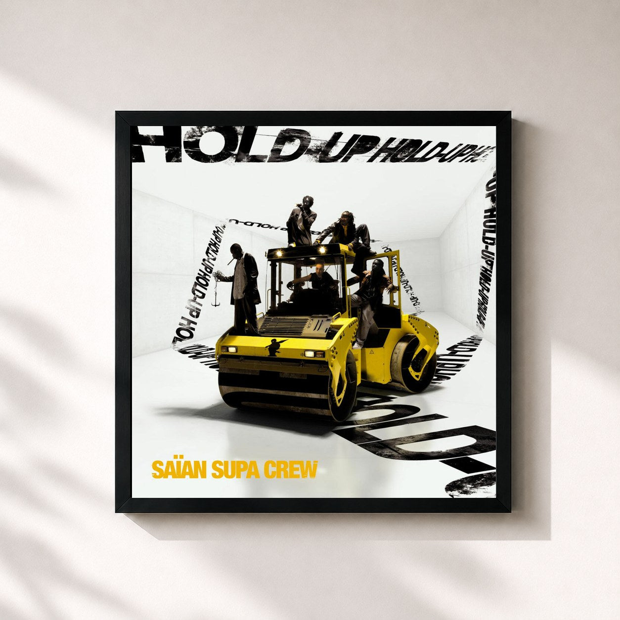 #noir Tableau carré de l'album Hold Up de Saïan Supa Crew, cadre noir 32x32 cm