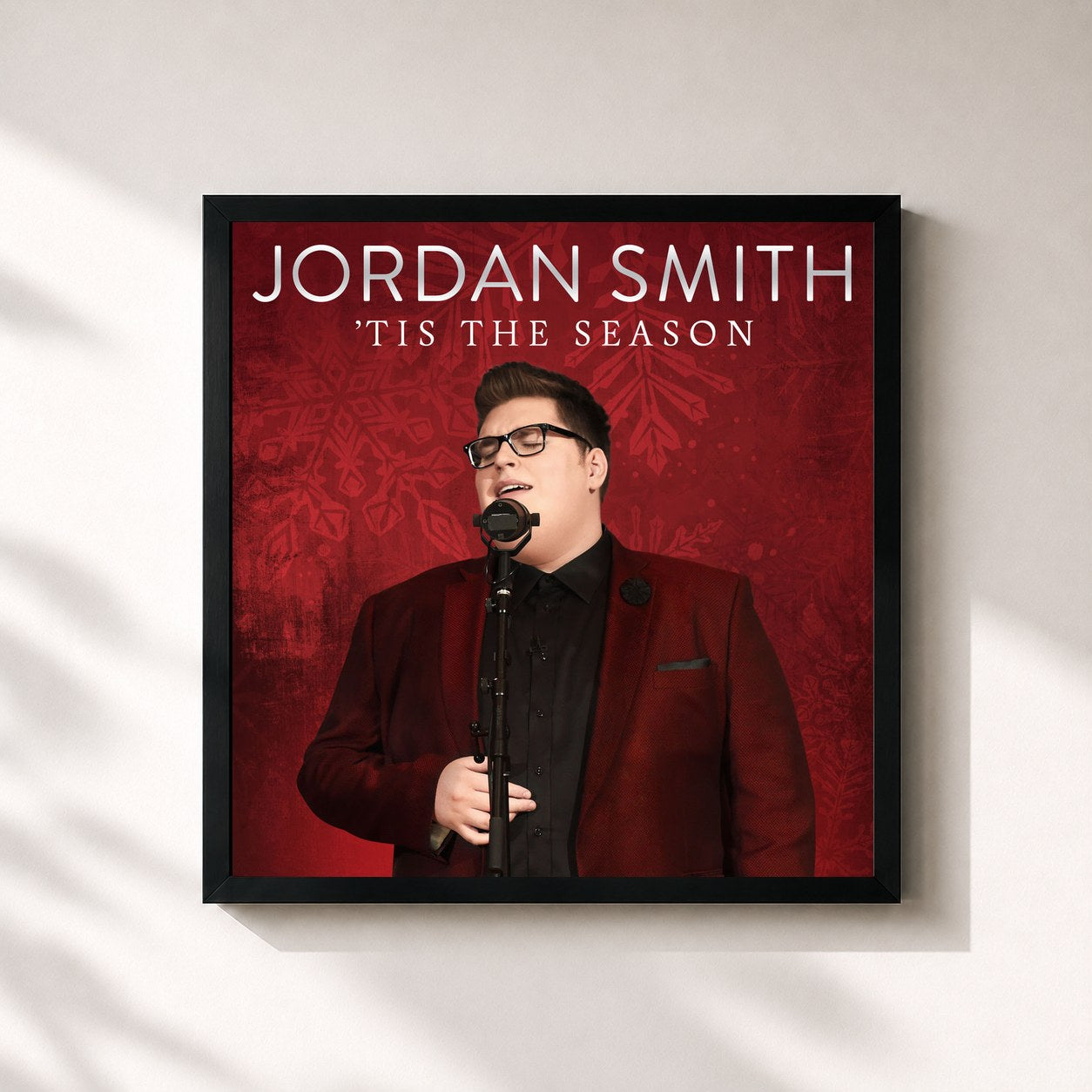 #noir Tableau carré de l'album 'Tis The Season de Jordan Smith, cadre noir 32x32 cm