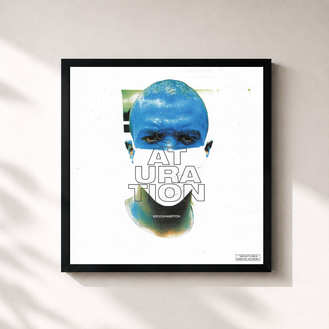#noir Tableau carré de l'album SATURATION de BROCKHAMPTON, cadre noir 32x32 cm