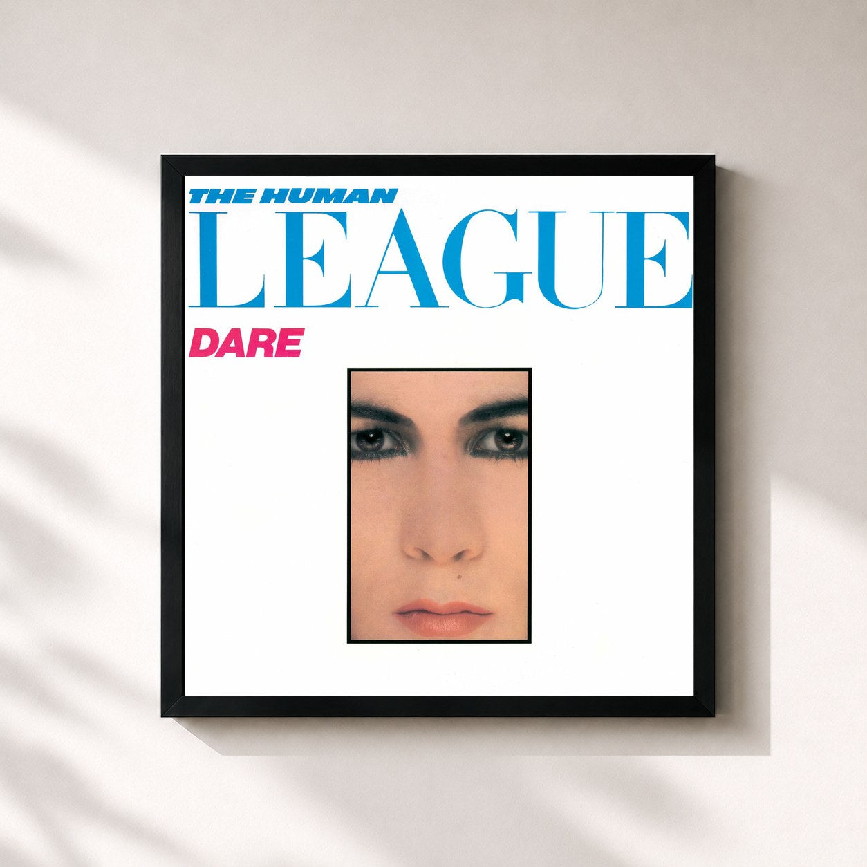 #noir Tableau carré de l'album Dare: Singles & Remixes de The Human League, cadre noir 32x32 cm