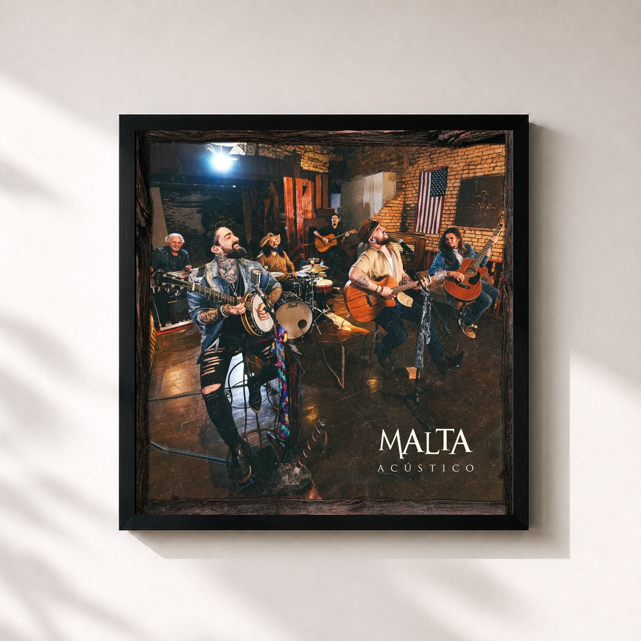 #noir Tableau carré de l'album Malta (Acústico) de Malta, cadre noir 32x32 cm